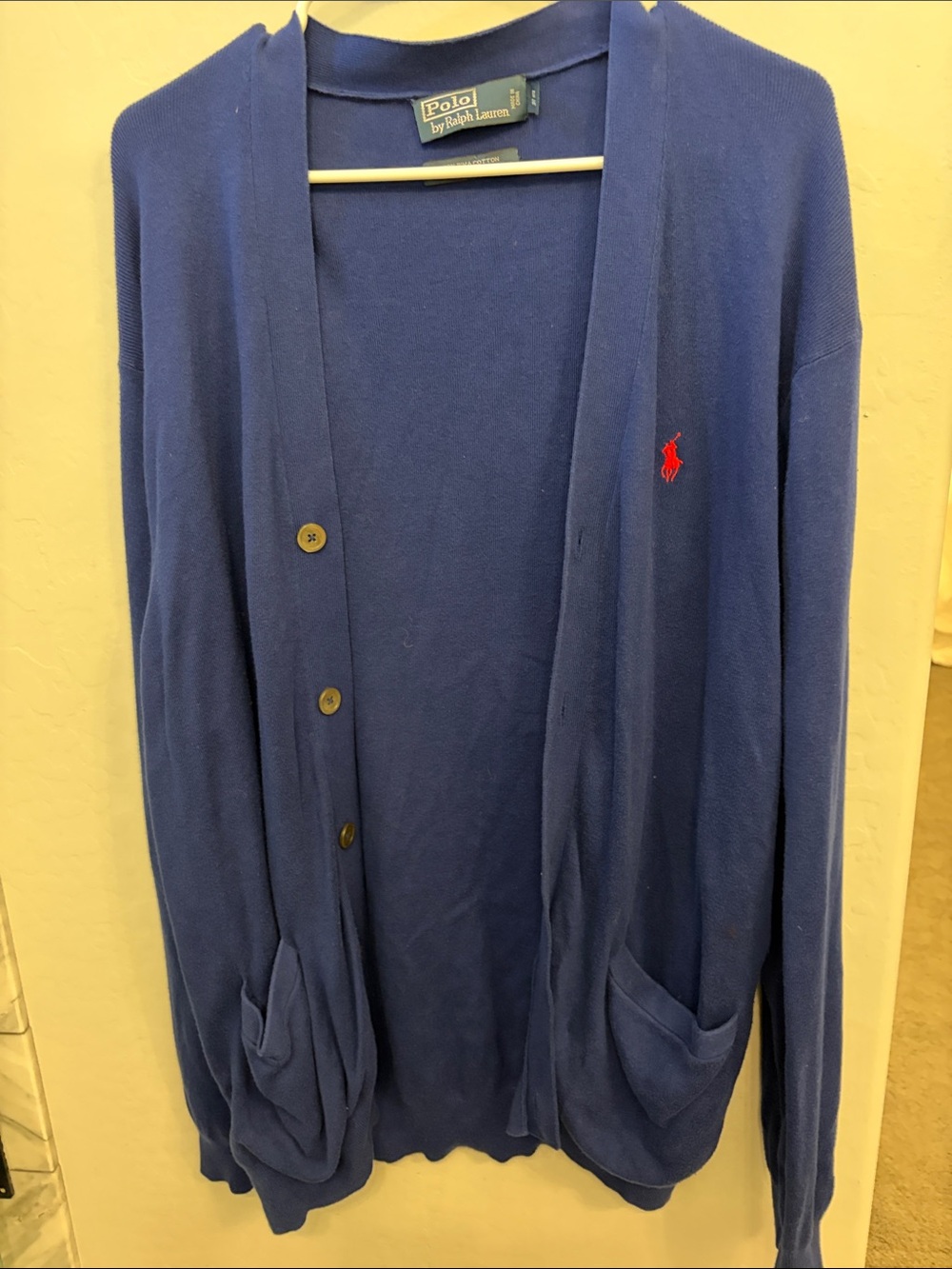 Polo by Ralph Lauren Navy Cardigan with Red Pony